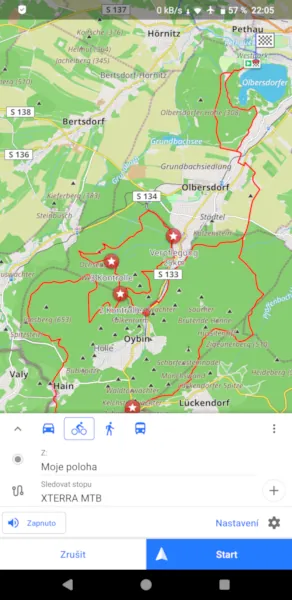 Spuštění MTB navigace OsmAnd